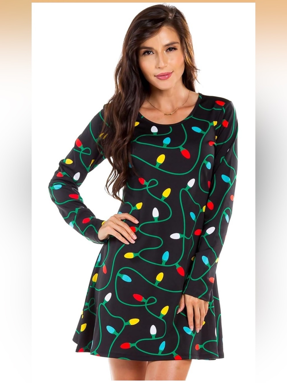 NWT Tipsy Elves Black Mini Dress W/Christmas Lights  1X